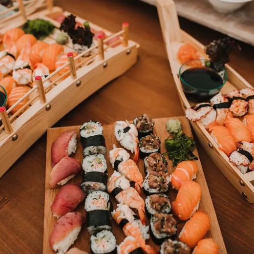 Estación de sushi montada como show cooking en una boda en Tenerife