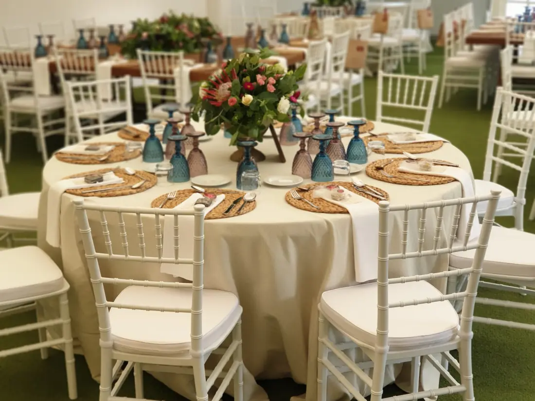Round table set for a family celebration in Tenerife