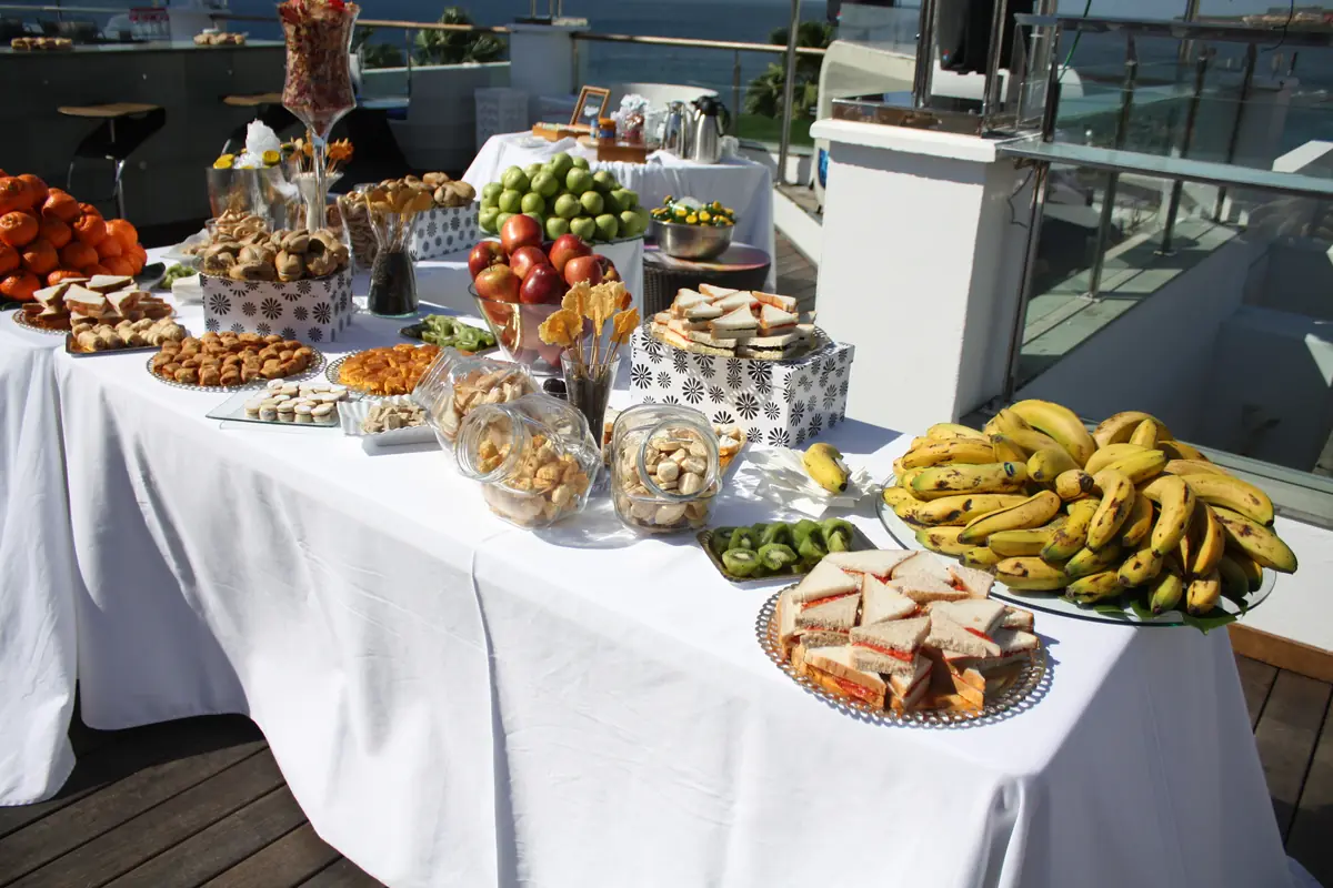 Breakfast set up for a film crew on location in Tenerife