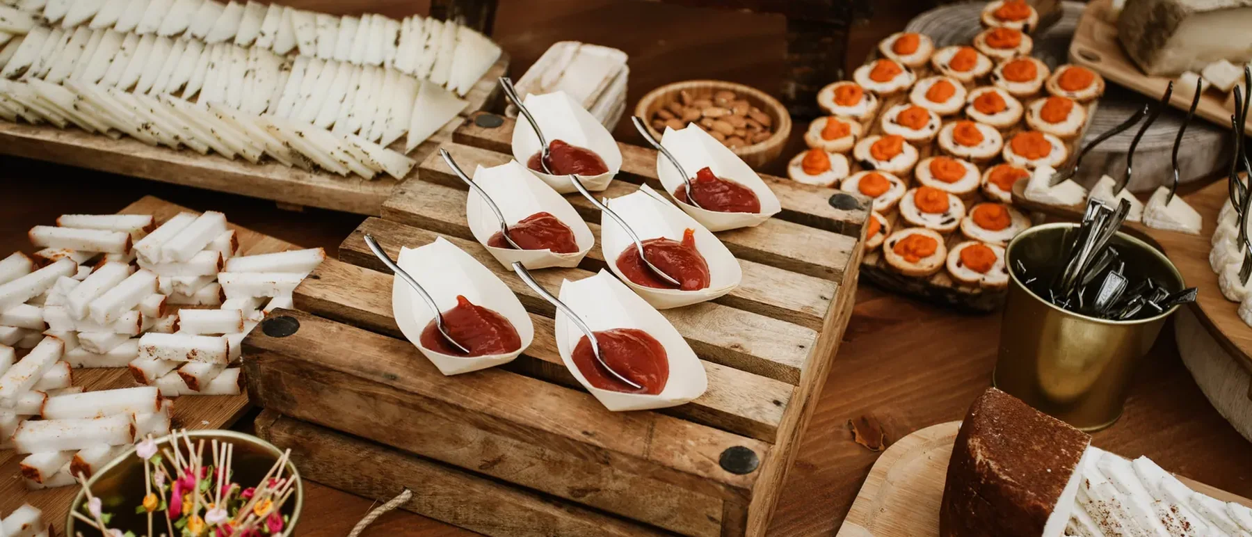 Food table set up by Gomeralia Catering in Tenerife